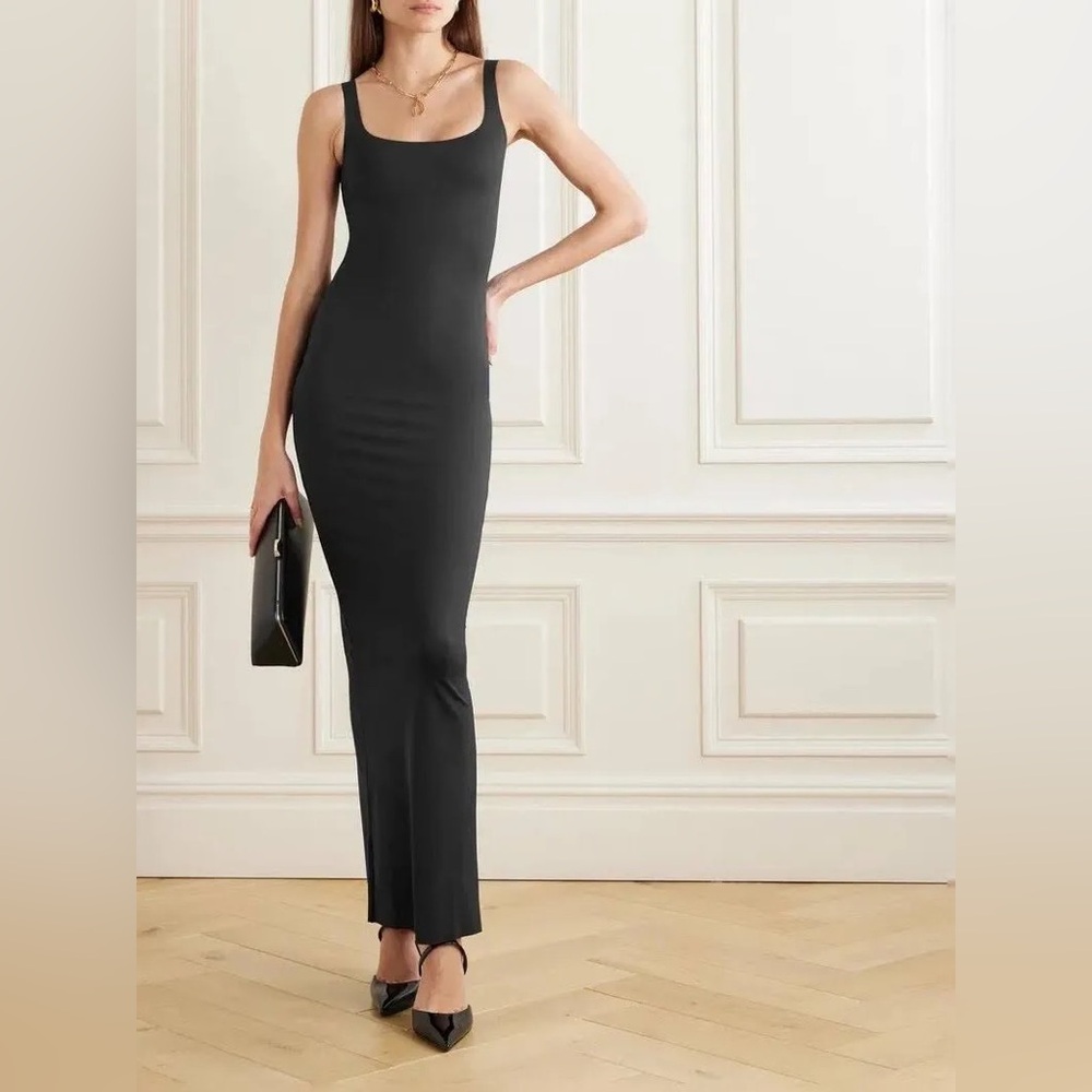 SKIMS Black Onyx Body Tank Long Slip Dress  XL